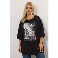 Yours Yours Damen Oversized T-Shirt „Floral Feeling“ in Schwarz Size 50-52 | Baumwolle