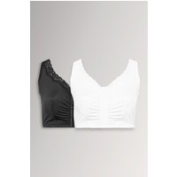 Yours Yourset Plus Size 2 Pack Black & White Non Padded Lace Trim Bras Size 30-32