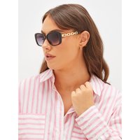Yours Yours Damen Sonnenbrille in Schwarz mit Breiten Bügeln in Kettenoptiksize