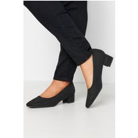 Yours Yours Damen Pumps in Schwarz aus Kunstwildleder mit Blockabsatz in Extra Weiter Eeepassform in Größe 41E | Textil/Synthetik