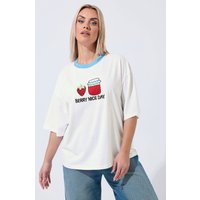 Limited Collection Damen Limited Collection – T-Shirt in Weiß mit „Berry Nice Day“Stickerei in Größe 50-52 | Baumwolle