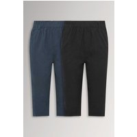 Yours Yours Damen Luftige, Knöchellange Hose in Schwarz und Marineblau aus Baumwolle im 2er Pack