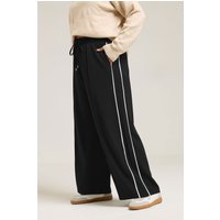 Yours Yours Damen Hose in Schwarz mit Seitenstreifen und Weitem Bein in Größe 48 | Polyester
