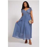 Yours London Yours London Damen Wickelmaxikleid in Blau mit Spitze in Größe 48 | Polyester