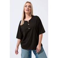 Limited Collection Limited Collection Damen Oberteil in Schwarz mit Muschelknöpfen in Größe 48 | Baumwolle