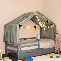 Home Deluxe Cama infantil con cajones WOLKENLAND - 90 x 200 cm Gris