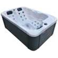 TroniTechnik Outdoor Whirlpool Spa TINO PRO mit Isolierung Weiß Silber Marmoriert 195cm x 127cm mit Heizung, Hydromassage, zwei Pumpen, JOYONWAY