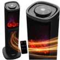 Turmheizer mit Keramikelement, Heizgerät mit simulierten Flammeneffekt, 2000 W, TT-KH 063 schwarz