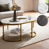 FineBuy Couchtisch 100x60x45 cm Marmor Optik, Design Wohnzimmertisch Rechteckig, Lounge Sofatisch mit Ablage, Kaffeetisch Modern mit goldenem Metallgestell | Farbe: Schwarz FineBuy Couchtisch 100x60x45 cm Marmor Optik, Design Wohnzimmertisch Rechteckig, Lounge Sofatisch mit Ablage, Kaffeetisch Modern mit goldenem Metallgestell | Farbe: Schwarz