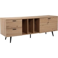 FineBuy Lowboard Eiche-Dekor 150x55x40 cm Design TV-Kommode Modern, TV-Schrank Hoch, Fernsehtisch Fernsehschrank mit Tür & Schubladen, Fernsehkommode Wohnzimmer Modern | Farbe: Braun FineBuy Lowboard Eiche-Dekor 150x55x40 cm Design TV-Kommode Modern, TV-Schrank Hoch, Fernsehtisch Fernsehschrank mit Tür & Schubladen, Fernsehkommode Wohnzimmer Modern | Farbe: Braun
