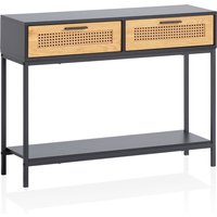 FineBuy Konsolentisch Schwarz 100x30x75 cm Design Anrichte Flur, Ablagetisch Schmal mit Wiener Geflecht, Flurtisch mit Schubladen und Ablage, Dielentisch Lang Hoch Rattan | Farbe: Schwarz FineBuy Konsolentisch Schwarz 100x30x75 cm Design Anrichte Flur, Ablagetisch Schmal mit Wiener Geflecht, Flurtisch mit Schubladen und Ablage, Dielentisch Lang Hoch Rattan | Farbe: Schwarz