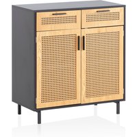 FineBuy Sideboard 80×86,5×40 cm Kommode Schwarz mit Wiener Geflecht, Hoher Kommodenschrank Zeitlos, Standschrank Wohnzimmer mit 2 Türen und Schubladen, Anrichte Rattan | Farbe: Schwarz FineBuy Sideboard 80×86,5×40 cm Kommode Schwarz mit Wiener Geflecht, Hoher Kommodenschrank Zeitlos, Standschrank Wohnzimmer mit 2 Türen und Schubladen, Anrichte Rattan | Farbe: Schwarz