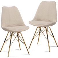 FineBuy Esszimmerstuhl 2er Set Cara-Stoff Küchenstuhl mit goldenen Beinen, Cord-Schalenstuhl Skandinavisches Design, Polsterstuhl mit Stoffbezug, Stuhl Gepolstert | Farbe: Beige FineBuy Esszimmerstuhl 2er Set Cara-Stoff Küchenstuhl mit goldenen Beinen, Cord-Schalenstuhl Skandinavisches Design, Polsterstuhl mit Stoffbezug, Stuhl Gepolstert | Farbe: Beige