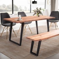 FineBuy Esszimmertisch Akazie Massivholz / Metall Esstisch Baumkante, Küchentisch Massiv mit U-Beinen in Schwarz, Holztisch Speisetisch Esszimmer Rechteckig | Farbe: Braun FineBuy Esszimmertisch Akazie Massivholz / Metall Esstisch Baumkante, Küchentisch Massiv mit U-Beinen in Schwarz, Holztisch Speisetisch Esszimmer Rechteckig | Farbe: Braun