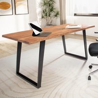 FineBuy Schreibtisch Akazie Massivholz / Metall Computertisch Baumkante, Homeoffice Bürotisch Massiv mit U-Beinen in Schwarz, Holztisch Laptoptisch Arbeitszimmer | Farbe: Braun FineBuy Schreibtisch Akazie Massivholz / Metall Computertisch Baumkante, Homeoffice Bürotisch Massiv mit U-Beinen in Schwarz, Holztisch Laptoptisch Arbeitszimmer | Farbe: Braun
