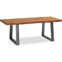 FineBuy Couchtisch 120x60x46 cm Akazie Massivholz / Metall Baumkante, Design Wohnzimmertisch Rechteckig, Sofatisch Stubentisch Braun, Kaffeetisch mit Trapezbeinen in Chrom | Farbe: Braun FineBuy Couchtisch 120x60x46 cm Akazie Massivholz / Metall Baumkante, Design Wohnzimmertisch Rechteckig, Sofatisch Stubentisch Braun, Kaffeetisch mit Trapezbeinen in Chrom | Farbe: Braun