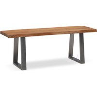 FineBuy Sitzbank 120 cm Massivholz ohne Lehne Baumkante Akazie – Bank für Garderobe – Garderobenbank – Flurbank Holzbank Trapez- Gestell Silber | Farbe: Braun FineBuy Sitzbank 120 cm Massivholz ohne Lehne Baumkante Akazie – Bank für Garderobe – Garderobenbank – Flurbank Holzbank Trapez- Gestell Silber | Farbe: Braun