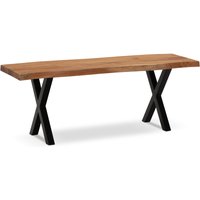 FineBuy Sitzbank 120 cm Massivholz ohne Lehne Baumkante Akazie – Bank für Garderobe – Garderobenbank – Flurbank Holzbank X- Gestell Schwarz | Farbe: Braun FineBuy Sitzbank 120 cm Massivholz ohne Lehne Baumkante Akazie – Bank für Garderobe – Garderobenbank – Flurbank Holzbank X- Gestell Schwarz | Farbe: Braun