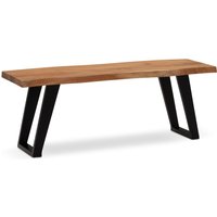 FineBuy Sitzbank 120 cm Massivholz ohne Lehne Baumkante Akazie – Bank für Garderobe – Garderobenbank – Flurbank Holzbank Handmade – Gestell Schwarz | Farbe: Braun FineBuy Sitzbank 120 cm Massivholz ohne Lehne Baumkante Akazie – Bank für Garderobe – Garderobenbank – Flurbank Holzbank Handmade – Gestell Schwarz | Farbe: Braun