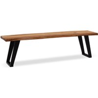 FineBuy Esszimmerbank Akazie Massivholz / Metall mit Baumkante, Esstischbank Modern, Holzbank Massiv ohne Lehne, Küchenbank Essbank mit U-Beinen, Sitzbank Esszimmer | Farbe: Braun FineBuy Esszimmerbank Akazie Massivholz / Metall mit Baumkante, Esstischbank Modern, Holzbank Massiv ohne Lehne, Küchenbank Essbank mit U-Beinen, Sitzbank Esszimmer | Farbe: Braun