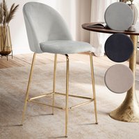 FineBuy 2er Set Barhocker Samt Hocker mit Lehne & goldenen Beinen, Küchenhocker Skandinavisch Stoff / Metall 110 kg, Design Barstuhl Tresenhocker, Bistrohocker Gepolstert | Farbe: Schwarz FineBuy 2er Set Barhocker Samt Hocker mit Lehne & goldenen Beinen, Küchenhocker Skandinavisch Stoff / Metall 110 kg, Design Barstuhl Tresenhocker, Bistrohocker Gepolstert | Farbe: Schwarz