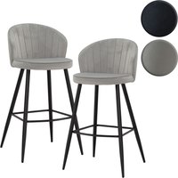 FineBuy 2er Set Barhocker Samt Hocker mit Lehne, Küchenhocker Skandinavisch Stoff / Metall 110 kg, Design Barstuhl Tresenhocker, Bistrohocker Gepolstert | Farbe: Schwarz FineBuy 2er Set Barhocker Samt Hocker mit Lehne, Küchenhocker Skandinavisch Stoff / Metall 110 kg, Design Barstuhl Tresenhocker, Bistrohocker Gepolstert | Farbe: Schwarz