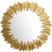 FineBuy Wandspiegel Federn 68 cm Metall Design Hängespiegel Gold, Eisen Dekospiegel Rund, Spiegel Wand Groß, Flurspiegel Garderobenspiegel Modern | Farbe: Gold FineBuy Wandspiegel Federn 68 cm Metall Design Hängespiegel Gold, Eisen Dekospiegel Rund, Spiegel Wand Groß, Flurspiegel Garderobenspiegel Modern | Farbe: Gold