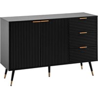 FineBuy Sideboard 120x80x40 cm Anrichte Schwarz mit Eiche-Dekor, Kommode mit Türen und Schubladen, Kommodenschrank Flurschrank Modern, Standschrank Wohnzimmer Metallbeine | Farbe: Schwarz FineBuy Sideboard 120x80x40 cm Anrichte Schwarz mit Eiche-Dekor, Kommode mit Türen und Schubladen, Kommodenschrank Flurschrank Modern, Standschrank Wohnzimmer Metallbeine | Farbe: Schwarz