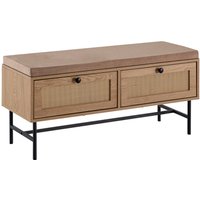 FineBuy Schuhbank mit Stoff-Sitzfläche 100x48x38 cm Garderobenbank Eiche-Dekor, Sitzbank Rattan Klein Gepolstert, Bank Schmal Flur mit Stauraum, Flurbank Flurmöbel mit Schubladen | Farbe: Braun FineBuy Schuhbank mit Stoff-Sitzfläche 100x48x38 cm Garderobenbank Eiche-Dekor, Sitzbank Rattan Klein Gepolstert, Bank Schmal Flur mit Stauraum, Flurbank Flurmöbel mit Schubladen | Farbe: Braun