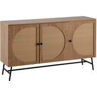 FineBuy Sideboard 140x80x39 cm Kommode Eiche-Dekor mit Rattan Geflecht Modern, Hoher Kommodenschrank, Standschrank mit 3 Türen, Anrichte Wohnzimmer | Farbe: Braun FineBuy Sideboard 140x80x39 cm Kommode Eiche-Dekor mit Rattan Geflecht Modern, Hoher Kommodenschrank, Standschrank mit 3 Türen, Anrichte Wohnzimmer | Farbe: Braun