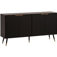 FineBuy Sideboard 150x81x39 cm Anrichte Schwarz mit Eiche-Dekor, Kommode mit Türen, Kommodenschrank Flurschrank Modern, Standschrank Wohnzimmer Metallbeine | Farbe: Schwarz FineBuy Sideboard 150x81x39 cm Anrichte Schwarz mit Eiche-Dekor, Kommode mit Türen, Kommodenschrank Flurschrank Modern, Standschrank Wohnzimmer Metallbeine | Farbe: Schwarz