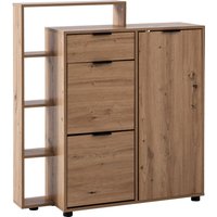 FineBuy Schuhschrank Eiche-Dekor 98x110x30 cm Schuhkipper Geschlossen, Schuhkommode mit Schublade Modern, Flurschrank mit Regal und Ablage, Schuhaufbewahrung Flurkommode für Schuhe Hoch | Farbe: Braun FineBuy Schuhschrank Eiche-Dekor 98x110x30 cm Schuhkipper Geschlossen, Schuhkommode mit Schublade Modern, Flurschrank mit Regal und Ablage, Schuhaufbewahrung Flurkommode für Schuhe Hoch | Farbe: Braun