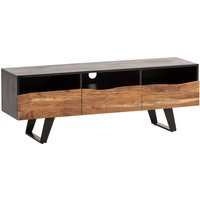 FineBuy Lowboard Akazie Massivholz 140x50x40 cm Baumkante TV-Kommode Schwarz, Design TV-Schrank Hoch mit Schublade, Fernsehtisch Fernsehschrank Modern mit Türen, Fernsehkommode Wohnzimmer | Farbe: Schwarz FineBuy Lowboard Akazie Massivholz 140x50x40 cm Baumkante TV-Kommode Schwarz, Design TV-Schrank Hoch mit Schublade, Fernsehtisch Fernsehschrank Modern mit Türen, Fernsehkommode Wohnzimmer | Farbe: Schwarz