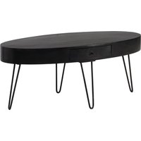 FineBuy Couchtisch 100cm oval Mango Massivholz schwarz · Wohnzimmertisch mit Schublade und Hairpin Beinen · Moderner Massivholztisch im Industrial Design mit Metallgestell | Farbe: Schwarz FineBuy Couchtisch 100cm oval Mango Massivholz schwarz · Wohnzimmertisch mit Schublade und Hairpin Beinen · Moderner Massivholztisch im Industrial Design mit Metallgestell | Farbe: Schwarz