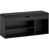 FineBuy Schuhbank mit Sitzfläche Garderoben-Bank 104x51x32 cm Kunstleder Schwarz, Holzbank Klein Gepolstert, Sitzbank Schmal Flur mit Stauraum, Truhenbank Schuhtruhe Flurmöbel | Farbe: Schwarz FineBuy Schuhbank mit Sitzfläche Garderoben-Bank 104x51x32 cm Kunstleder Schwarz, Holzbank Klein Gepolstert, Sitzbank Schmal Flur mit Stauraum, Truhenbank Schuhtruhe Flurmöbel | Farbe: Schwarz