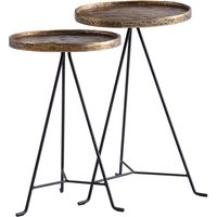 FineBuy Beistelltisch 2er Set Metall Gold / Schwarz Design Satztisch Rund, Wohnzimmertisch Anstelltisch Modern, Sofatisch Dekotisch 2-teilig, Blumentisch Wohnzimmer | Farbe: Gold FineBuy Beistelltisch 2er Set Metall Gold / Schwarz Design Satztisch Rund, Wohnzimmertisch Anstelltisch Modern, Sofatisch Dekotisch 2-teilig, Blumentisch Wohnzimmer | Farbe: Gold