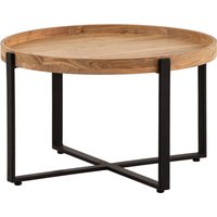 FineBuy Couchtisch 60x60x36 cm Akazie Massivholz Metall Hellbraun Sofatisch Rund, Design Wohnzimmertisch mit erhöhtem Rand, Industrial Kaffeetisch Wohnzimmer Modern | Farbe: Braun FineBuy Couchtisch 60x60x36 cm Akazie Massivholz Metall Hellbraun Sofatisch Rund, Design Wohnzimmertisch mit erhöhtem Rand, Industrial Kaffeetisch Wohnzimmer Modern | Farbe: Braun