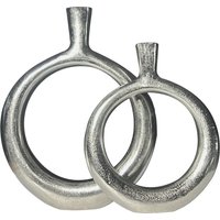 FineBuy Deko Vase 2er Set Aluminium Donut Blumenvase Modern, Dekovase Rund 2-teilig für Blumen, Alu Tischvase Wohndeko Tischdeko Handgefertigt | Farbe: Gold FineBuy Deko Vase 2er Set Aluminium Donut Blumenvase Modern, Dekovase Rund 2-teilig für Blumen, Alu Tischvase Wohndeko Tischdeko Handgefertigt | Farbe: Gold
