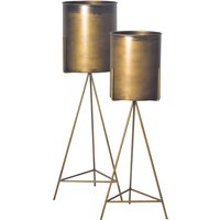 FineBuy Blumentopf 2er Set Metall Pflanzkübel Gold mit Gestell, Design Eisen-Pflanzenkübel Rund, Blumenkübel Pflanzgefäß Indoor Hoch | Farbe: Gold FineBuy Blumentopf 2er Set Metall Pflanzkübel Gold mit Gestell, Design Eisen-Pflanzenkübel Rund, Blumenkübel Pflanzgefäß Indoor Hoch | Farbe: Gold