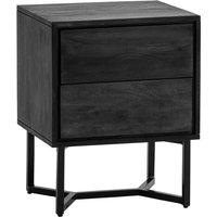 FineBuy Nachttisch Akazie Massivholz Schwarz mit 2 Schubladen & schwarzem Metallgestell – Nachtkommode mit Stauraum modern, Nachtkästchen für Boxspringbett – 45x40x57 cm | Farbe: Schwarz FineBuy Nachttisch Akazie Massivholz Schwarz mit 2 Schubladen & schwarzem Metallgestell – Nachtkommode mit Stauraum modern, Nachtkästchen für Boxspringbett – 45x40x57 cm | Farbe: Schwarz