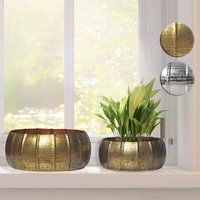 FineBuy Pflanzgefäß 2er Set Metall Pflanzkübel, Design Pflanzenkübel Aluminium Rund Indoor, Blumenkübel Pflanzschale 2-teilig Punziert | Farbe: Gold FineBuy Pflanzgefäß 2er Set Metall Pflanzkübel, Design Pflanzenkübel Aluminium Rund Indoor, Blumenkübel Pflanzschale 2-teilig Punziert | Farbe: Gold