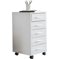 FineBuy Rollcontainer Weiß 33 x 63 x 38 cm Holz Schubladenschrank Schreibtisch, Büro Schrank mit 5 Schubladen, Container Rollschrank klein Standcontainer schmal, Schreibtischcontainer mit Rollen | Farbe: Weiß FineBuy Rollcontainer Weiß 33 x 63 x 38 cm Holz Schubladenschrank Schreibtisch, Büro Schrank mit 5 Schubladen, Container Rollschrank klein Standcontainer schmal, Schreibtischcontainer mit Rollen | Farbe: Weiß