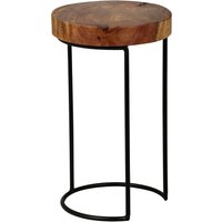 FineBuy Beistelltisch Massiv-Holz Sheesham Wohnzimmer-Tisch Metallbeine Landhaus-Stil Baumstamm-Form Echt-Holz Natur | Farbe: Braun FineBuy Beistelltisch Massiv-Holz Sheesham Wohnzimmer-Tisch Metallbeine Landhaus-Stil Baumstamm-Form Echt-Holz Natur | Farbe: Braun