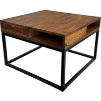 FineBuy Couchtisch Sheesham Massivholz 60×60 cm · Quadratischer Wohnzimmertisch mit Ablagen · Naturfarbener Holztisch mit stabilem Metallgestell im modernen Design | Farbe: Braun FineBuy Couchtisch Sheesham Massivholz 60×60 cm · Quadratischer Wohnzimmertisch mit Ablagen · Naturfarbener Holztisch mit stabilem Metallgestell im modernen Design | Farbe: Braun