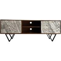 FineBuy Lowboard Sheesham Massivholz 150x56x35 cm TV-Kommode mit Steinoptik Weiß, Design TV-Schrank Hoch, Fernsehtisch Fernsehschrank Modern zwei Türen, Fernsehkommode Wohnzimmer mit Metallbeine | Farbe: Braun FineBuy Lowboard Sheesham Massivholz 150x56x35 cm TV-Kommode mit Steinoptik Weiß, Design TV-Schrank Hoch, Fernsehtisch Fernsehschrank Modern zwei Türen, Fernsehkommode Wohnzimmer mit Metallbeine | Farbe: Braun