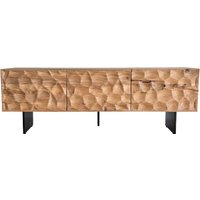 FineBuy Lowboard Akazie Massivholz 160x56x37 cm TV-Kommode mit drei Türen, Design TV-Schrank 3D-Optik Hoch, Fernsehtisch Fernsehschrank Modern, Fernsehkommode Wohnzimmer mit Metallbeine | Farbe: Braun FineBuy Lowboard Akazie Massivholz 160x56x37 cm TV-Kommode mit drei Türen, Design TV-Schrank 3D-Optik Hoch, Fernsehtisch Fernsehschrank Modern, Fernsehkommode Wohnzimmer mit Metallbeine | Farbe: Braun
