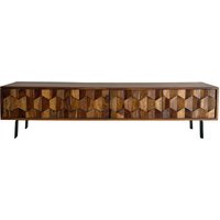 FineBuy Lowboard Sheesham Massivholz 160 cm, TV-Board mit 3D Fronten, 4 Türen, Kabeldurchlass & Metallbeinen Schwarz, Designer TV-Schrank für Wohnzimmer | Farbe: Braun FineBuy Lowboard Sheesham Massivholz 160 cm, TV-Board mit 3D Fronten, 4 Türen, Kabeldurchlass & Metallbeinen Schwarz, Designer TV-Schrank für Wohnzimmer | Farbe: Braun