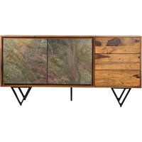 FineBuy Sideboard Sheesham Massivholz 150x40x55 cm, Kommode mit 2 Türen & 3 Schubladen, Stauraum Anrichte mit Fronten in 3D Steinoptik, Design Möbel Wohnzimmer Esszimmer | Farbe: Braun FineBuy Sideboard Sheesham Massivholz 150x40x55 cm, Kommode mit 2 Türen & 3 Schubladen, Stauraum Anrichte mit Fronten in 3D Steinoptik, Design Möbel Wohnzimmer Esszimmer | Farbe: Braun