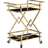 FineBuy Servierwagen Gold mit Glasablagen 65x80x40 cm, Moderner Barwagen auf Rollen, Design Getränkewagen & Teewagen Metall Schwarz Gold für Wohnzimmer Küche Esszimmer Rollwagen Multifunktional | Farbe: Gold FineBuy Servierwagen Gold mit Glasablagen 65x80x40 cm, Moderner Barwagen auf Rollen, Design Getränkewagen & Teewagen Metall Schwarz Gold für Wohnzimmer Küche Esszimmer Rollwagen Multifunktional | Farbe: Gold