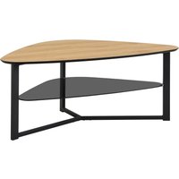 FineBuy Couchtisch nierenförmig Eiche Optik 110 cm mit Glasablage & Metallgestell, Großer Wohnzimmertisch im Retro-Design, Stabiler Sofatisch Beistelltisch | Farbe: Braun FineBuy Couchtisch nierenförmig Eiche Optik 110 cm mit Glasablage & Metallgestell, Großer Wohnzimmertisch im Retro-Design, Stabiler Sofatisch Beistelltisch | Farbe: Braun